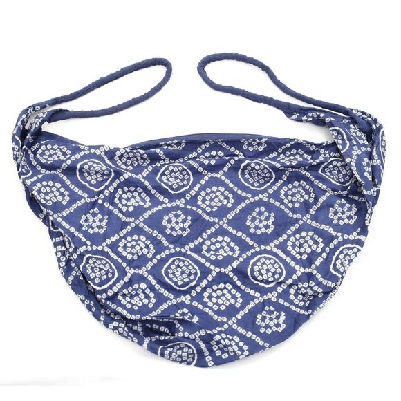 Saldarini 1882 Como Italy Banana Shoulder Hobo Bag Printed Blue Cotton 233046 - Picture 1 of 4